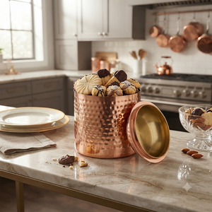 Pure Copper <b>Kitchen</b> <b>Storage</b> Canister Set with Airtight Lid, Copper <b>Storage</b> <b>Jar</b> <b>for</b> Salt Sugar Tea Coffee Spices, Handmade Food - Product Image 3