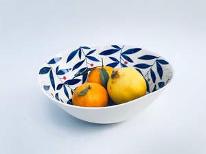 Handmade Ceramic Bowl <b>Pink</b> Striped Floral Design Color Enamel Finish for Salad Serving Home Decor - Product Image 6