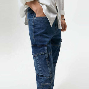<b>Men's</b> Slim Fit Denim Cargo <b>Jeans</b> Medium Wash Casual Pants - Product Image 5