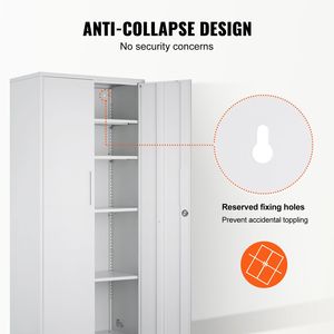 Armadio di Stoccaggio in Acciaio con 2 Porte Magnetiche e 4 Ripiani Regolabili - Armadio Metallico da 71 Pollici - Product Image 5