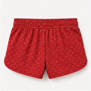 Pantalones Cortos Deportivos para Mujer, Color Rojo Cereza con Puntos, Corte Holgado, con Cordón Ajustable, de Algodón Elástico, Modelo WPSHORT-0005 - Product Image 2