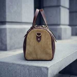 Heavy Duty Canvas Genuine <b>Leather</b> Travel <b>Bag</b> Vintage Unisex Large Capacity Weekender <b>Duffel</b> Luggage <b>Bag</b> LCTB-0175 - Product Image 3