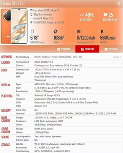 2025 New Honor X60 Pro 6.78'' Amoled 120Hz Snapdragon 6 Gen 1 Octa Core 6600mAh <b>Battery</b> 108MP <b>Camera</b> 5G Mobile Phone - Product Image 3