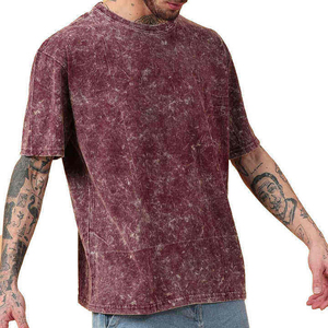 Camisetas de algodón 100% con hombros caídos al por mayor, camiseta de algodón 100% de alto gramaje con lavado ácido, camiseta de algodón 100% estilo streetwear con lavado ácido para hombre - Product Image 4