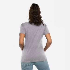 T-shirt femme en coton biologique de luxe 100% certifié GOTS, coupe classique, manches courtes, col en V, prélavé, doux, pour l'été - Product Image 5
