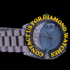 Reloj Clásico Hip Hop de Diseño Personalizado con Esfera Azul Cielo Redonda de Diamantes Moissanite Totalmente Cubiertos de Piedras, Características Únicas y Movimiento de Cuarzo de Lujo - Product Image 1