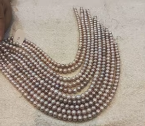 Forma redonda melocotón perla de agua dulce suelta 7mm una línea perlas naturales cuentas al por mayor joyería hacer cuentas para collar - Product Image 2