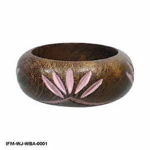 Brazalete de Madera Hecho a Mano de Estilo Vintage, Brazalete de Madera Marrón Antigua con Grabado Floral, Joyería Étnica Boho Chic para Mujer - Product Image 4