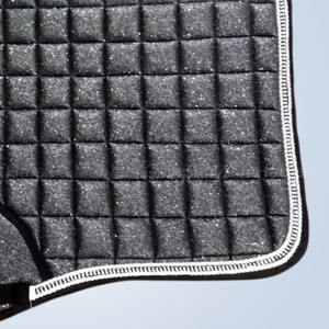 Tapis de selle personnalisé avec logo, paillettes scintillantes, gris foncé, matelassé carré, pour dressage, saut d'obstacles, confortable, durable, usage général - Product Image 4
