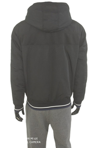 Chaqueta Acolchada Negra con Capucha para Hombre, Cierre de Cremallera, Resistente al Viento, Informal, para Invierno, Corte Regular, Relleno de Poliéster, Color Sólido - Product Image 5