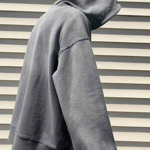 Sweat à capuche surdimensionné avec strass, en tissu de coton de qualité supérieure, service de fabrication OEM ODM pour streetwear personnalisé - Product Image 2