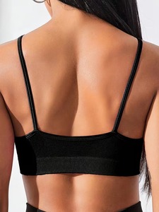 Women Criss Cross <b>Neck</b> Seamless Sports Crop Top Four Way Stretch Gym Training Bra Removable <b>Padded</b> Athleisure Apparel - Product Image 5