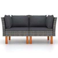 2 Stück Corner Garden Sofas Poly Rattan und massives Eukalyptus holz Langlebige und stilvolle Outdoor-Eck sitze