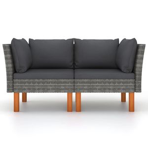 2 pz divani da giardino ad angolo in Rattan e legno massello di eucalipto, sedili angolari da esterno resistenti ed eleganti - Product Image 2