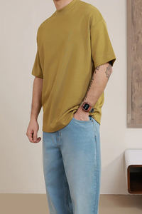 T-shirt unisexe homme 2026 en polyester sergé épais 120g, coupe oversize, épaules tombantes, impression sérigraphique, logo personnalisé - Product Image 4