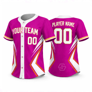 Maillot de baseball personnalisé en gros, impression par sublimation, logo personnalisé, unisexe adulte, séchage rapide, évacuation de l'humidité, maille respirante, manches courtes - Product Image 1