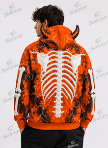 Custom <b>Skeleton</b> Graphic Hoodie <b>Full</b> Sublimation Print Pullover Hoodie Supplier - Product Image 2