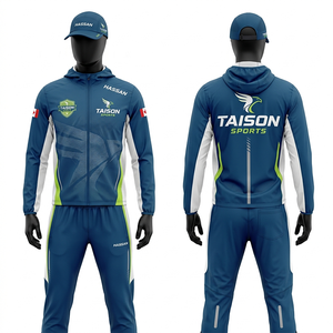 Survêtement de course pour homme en tissu polyester et élasthanne, couleur rose, panneaux contrastés sur les bras, logo personnalisé par sublimation. - Product Image 4