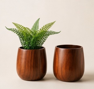 Maceta de Madera de Acacia Sólida Ecológica al por Mayor, Maceta de Madera para Interiores para Suculentas, Florero de Madera Moderno Hecho a Mano para Mesa - Product Image 4