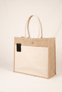 Sacs fourre-tout en toile écologiques Juco avec fermeture à bouton, poignée en sangle de coton, vente en gros, logo personnalisé imprimé, sacs de courses réutilisables - Product Image 2