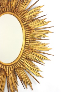 Miroir ovale en métal doré effet soleil, décoration murale glamour, cadeaux de déménagement, qualité fantastique à prix raisonnable - Product Image 4