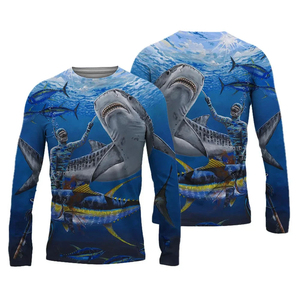 Camisa de Pesca de Manga Larga para Hombre, Estampado por Sublimación, Protección UPF 50 Anti-UV, Diseño de Marlin, Tipo Pullover - Product Image 4