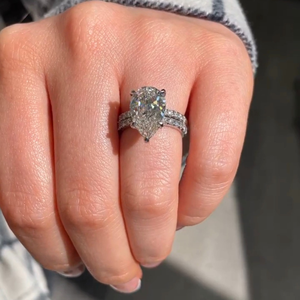 3 Carat Lab-Grown Pear Cut <b>Diamond</b> <b>Ring</b> 14K white Gold Classic Engagement Wedding Jewelry original - Product Image 3