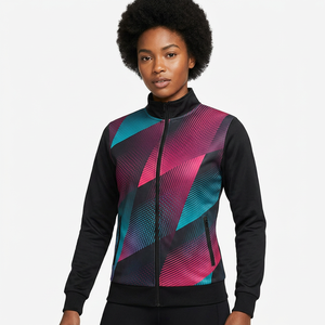 Unisex Long Eco-Friendly Geometric Print <b>Fleece</b> Jacket <b>Zipper</b> Closure Sporty Winter Outerwear Sublimation Polyester Material - Product Image 5
