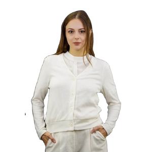 OEM ODM <b>Long</b> Sleeve Cotton Women <b>Cardigan</b> <b>White</b> Fabric Wholesale from Thailand Factory Solid Casual Clothing - Product Image 1