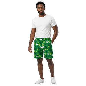 Shorts de Baño para Hombre con Estampado de Trébol Verde, Secado Rápido, Satinados, Casuales, Cintura Media, Cierre de Botones - Product Image 2