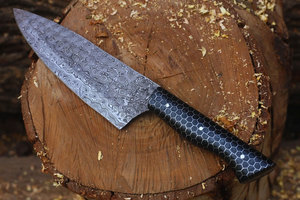 Nuevo Cuchillo de Chef de Damasco de 8 Pulgadas, Forjado a Mano, con Espiga Completa, Patrón Trenzado, Mango de Panal, Estilo Japonés, para Cocina - Product Image 5