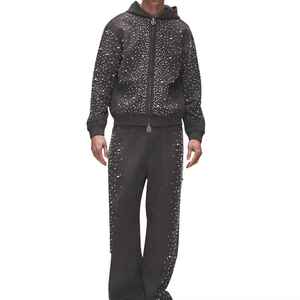 Dernier design personnalisé de survêtements d'hiver de haute qualité avec strass, couleur unie - Product Image 3