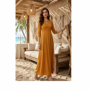 Stylish <b>Net</b> <b>Top</b> Featuring Crepe Inner Round Neck Design And Three Quarter Sleeves For Everyday Fashion clothing casual wear - Product Image 1