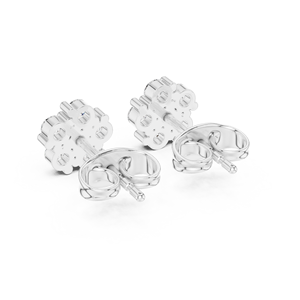 Luxury <b>Silver</b> Floral Diamond <b>Stud</b> Earrings Womens Fine Jewelry - Product Image 3
