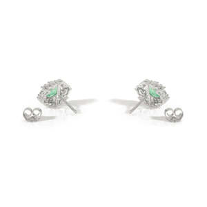 14K White Gold 1.17ct Oval Emerald Cut Diamond Cluster <b>Earrings</b> - Product Image 5