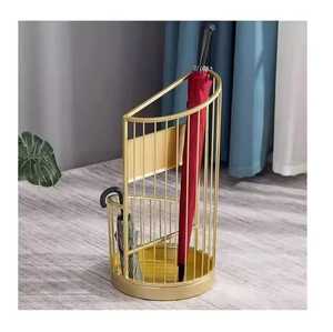 Porte-parapluies cylindrique moderne en métal noir, support de rangement pour bâtons et cannes d'entrée avec bac de récupération des gouttes, organisateur - Product Image 3