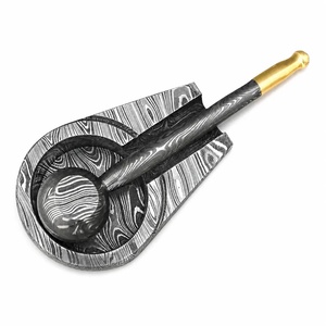 Cenicero de Escritorio de Acero de Damasco, Diseño Minimalista, Patrón Único, Decoración Moderna para el Hogar, Accesorio para Fumar - Product Image 2