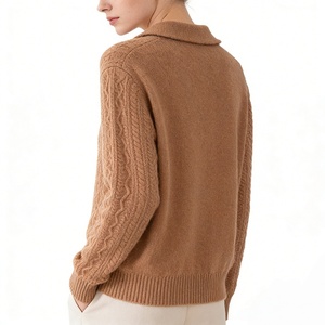 Women Fashion Casual Lapel Neck Twist Knit Single Breasted Thick Cashmere <b>Cardigan</b> <b>Sweater</b> - Product Image 5