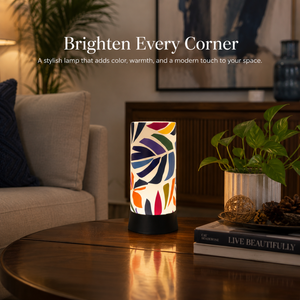 Multicolor Leaf Pattern Table Lamp Decorative Bedside <b>Night</b> Lamp Warm <b>Light</b> Fabric Shade E27 Compatible Modern Home Decor Gift - Product Image 4