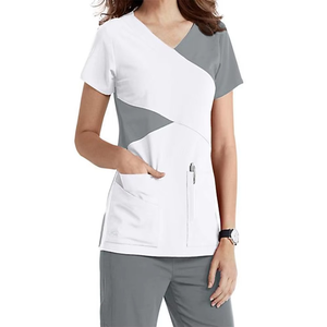 Women's Classic Medical Scrubs Nurse Uniform Summer Spandex Short Sleeve Washable Customized Set Hospital Scrubs - Product Image 3