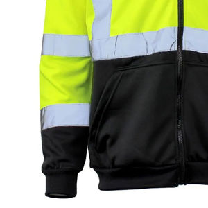 Sweat à capuche réfléchissant de sécurité haute visibilité ANSI Classe 1, imperméable, avec fermeture éclair, doublure polaire, cordons de serrage et bandes réfléchissantes de haute qualité - Product Image 4