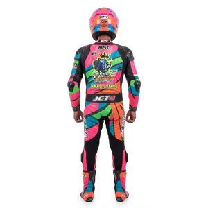 Combinaison de course Kawasaki Premium pour homme, 1 pièce, en cuir de vache véritable/cuir de kangourou, style MotoCP, combinaison de course sur circuit, niveau de protection 2 - Product Image 2