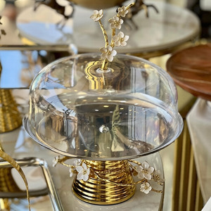 Elegant Floral Design Luxury Metal Stainless Steel <b>Cake</b> <b>Stand</b> with Transparent Glass Lid Resin Epoxy Mold New Style - Product Image 1
