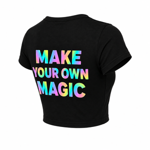 Top Corto con Estampado Gráfico para Mujer, Manga Corta, Cuello Redondo, Estilo Baby Tee, Letras Holográficas, Corte Ajustado, Blusa Informal de Verano, Sin Marca - Product Image 6
