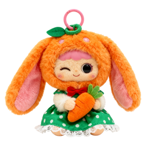 ตุ๊กตากระต่ายน้อยน่ารักอารมณ์โกรธ  จี้ห้อยกระเป๋าเด็ก  ตุ๊กตาขนนุ่มพร้อมหูแมว  ชุดเอี๊ยมสีแดง - Product Image 3