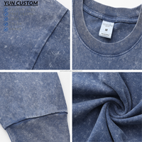 Kaus lengan panjang Batik mode kustom 260gsm T-shirt kerah kru timbul asam Wash kaus ukuran besar High Street