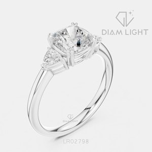 Élégante bague en or blanc 14 carats avec diamant de laboratoire taille coussin de 2,00 carats, certifiée IGI, couleur F+, clarté VS+, bijoux de fiançailles et de mariage - Product Image 2