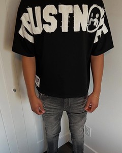 เสื้อยืดโอเวอร์ไซส์ผ้าคอตตอนหนานุ่ม พิมพ์ลายกราฟิก DTG สไตล์ฮิปฮอปสตรีทแวร์ ประดับด้วยคริสตัล สำหรับผู้ชาย - Product Image 3