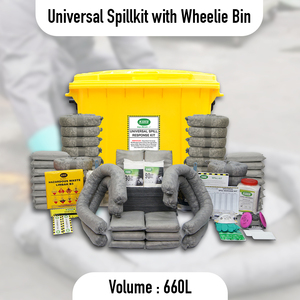 SABER Universal Eco-Friendly Spill Response Kit 660L Grey Wheeled Container Industrial Hazmat Control 100% Polypropylene - Product Image 3