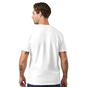 เสื้อยืดคอกลมสีขาวล้วนสำหรับผู้ชาย ผ้าฝ้าย 100% แขนสั้น ทรงปกติ สวมใส่สบายๆ สำหรับฤดูร้อน รับสกรีนโลโก้ด้านหน้า รับผลิตแบบ OEM ODM ขายส่ง - Product Image 2